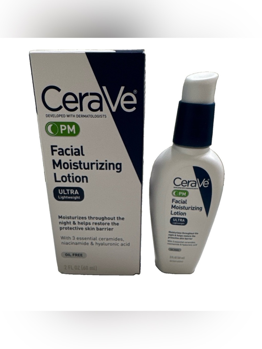 CeraVe PM Facial Moisturizing Lotion - White and Black